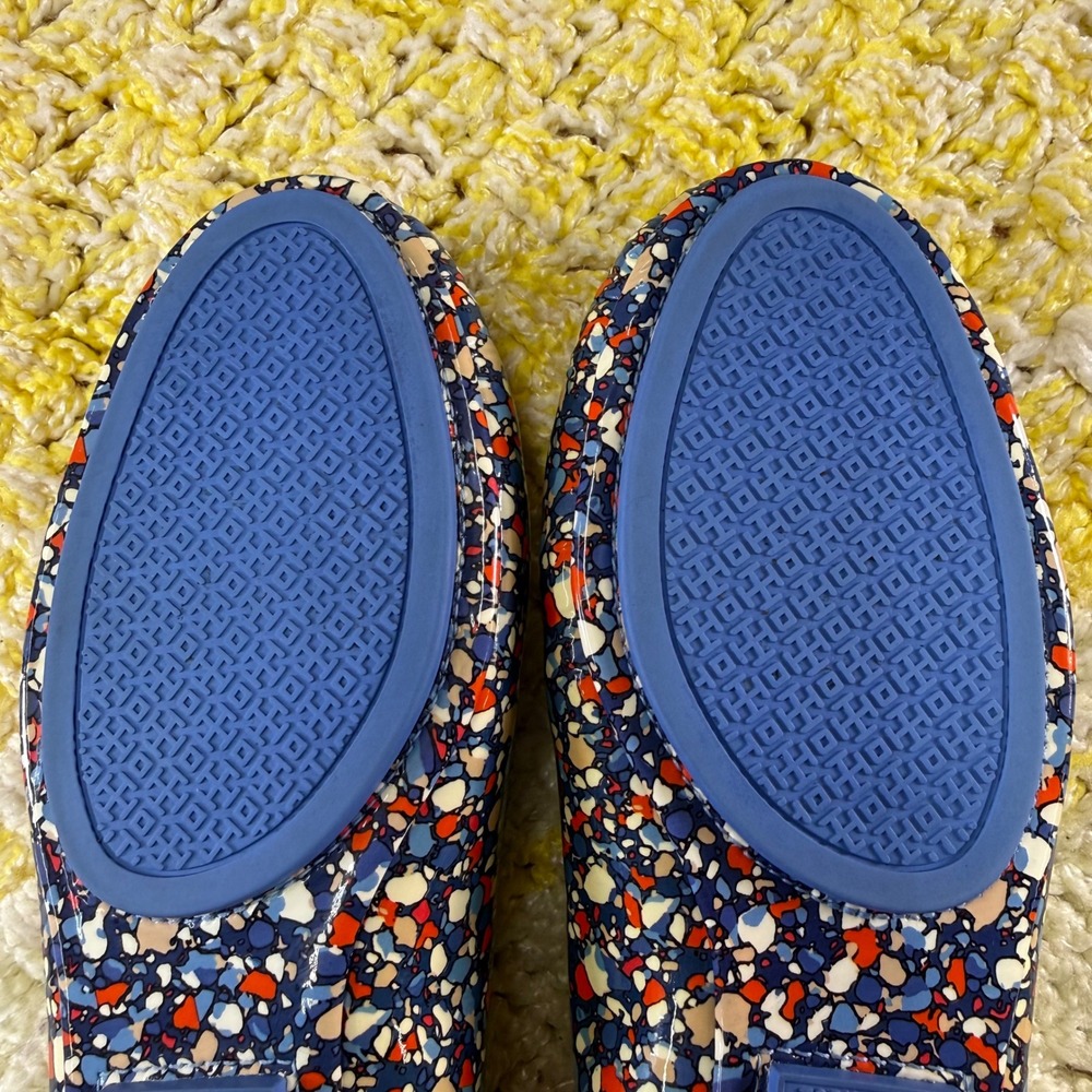 Tory Burch Minnie Travel Ballet Flats Blue Multi Confetti Mosaic Patent Leather - Picture 9 of 16